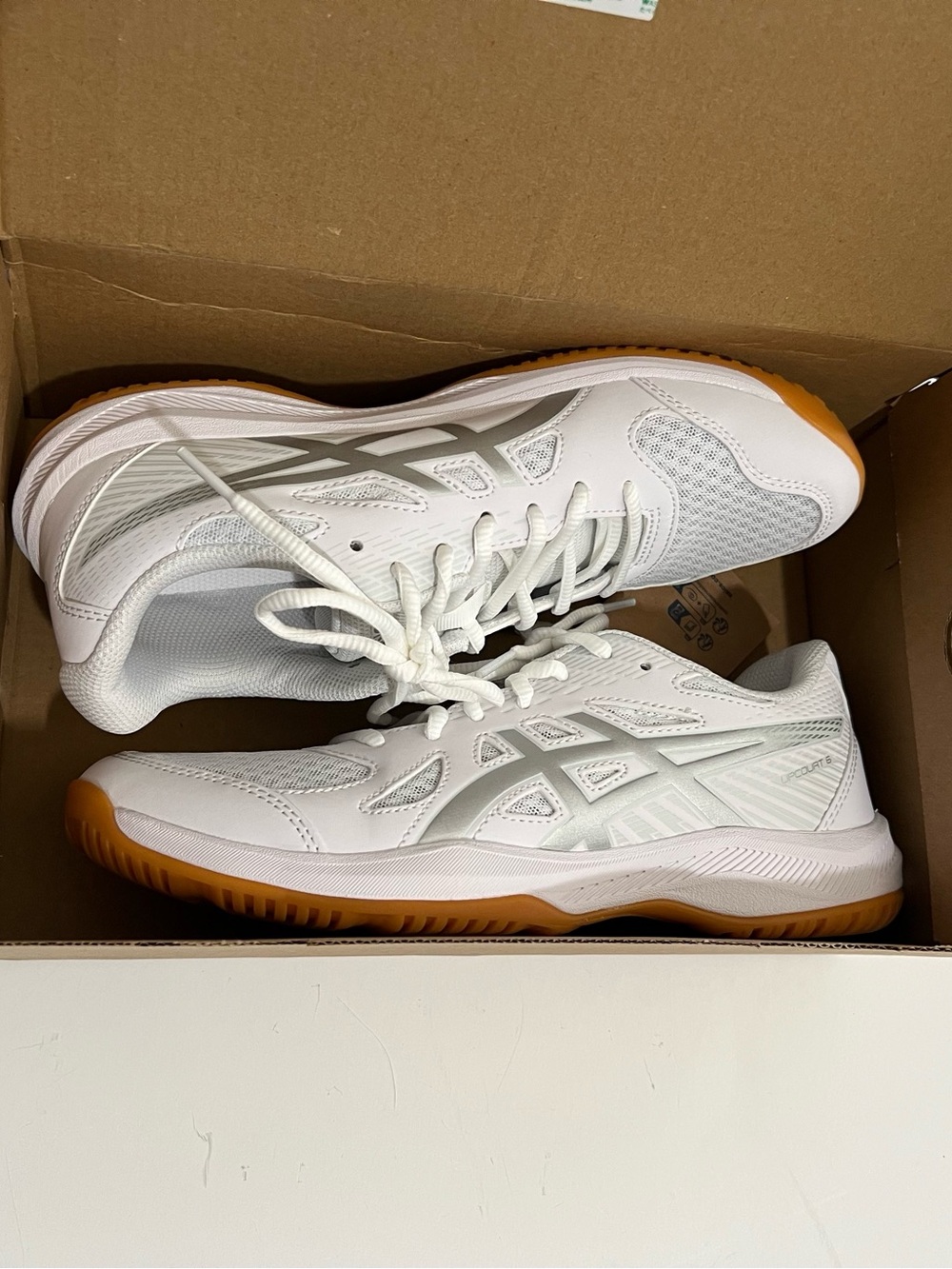 ASICS Women's Upcourt 6 Volleyball Shoes White & Silver Size 8.5 New - Picture 10 of 13
